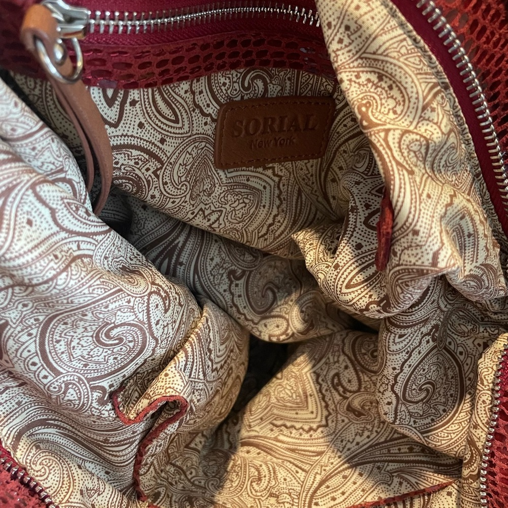Sorial New York Red Snakeskin Shoulder Bag - Picture 11 of 15